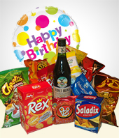 Ocasiones Canastas - Combo Feliz Cumpleaos: Canasta de  Snacks + Globo